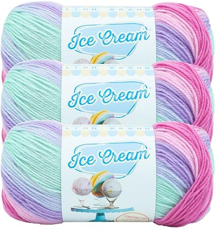 (3 Pack) Lion Brand Yarn Ice Cream Baby Yarn, Ube