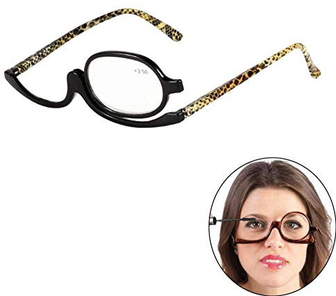 DBXOKK Make-Up Schminkbrille Rotatable Flip Up Brille Drehbare Lesebrille Presbyopie Brille Sehhilfe Lesehilfe mit Stärke +1.0 +1.5 +2.0 +2.5 +3.0 +3.5 +4.0(A+3.0)