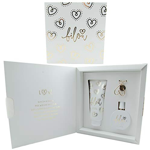Bilou Geschenkset 2020 Gold Love EAU de Parfüm + Duschgel + Schlüsselanhänger Set