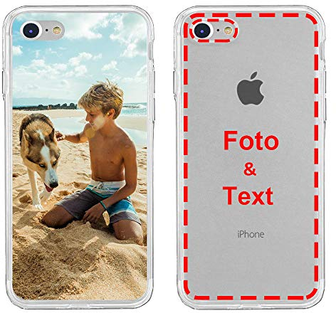 MXCUSTOM Personalisierte Handyhülle für Apple iPhone SE 2022/2020 iPhone 7/8, Benutzerdefiniert Hülle mit Eigenem Foto Bild Text Individuelle Schutzhülle [Transparente Weiche TPU Stoßfest](FXT-CR-P1)