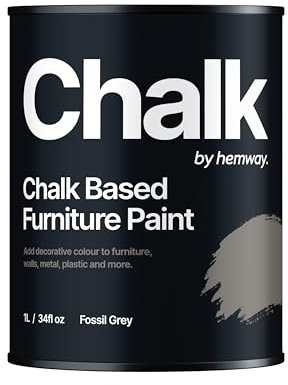 Hemway - Chalk Based Furniture Paint - Fossil Grey 1 L | Chalky Matt Shabby Chic Finish for Interior & Exterior Home Decor | Quick Dry & All-in-one