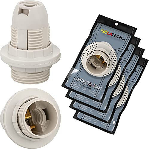 ISOLATECH 4pc Douille E14 plastique avec 2 anneaux de vis/anneaux de support d'abat-jour Ampoules LED à économie d'énergie (max.250V/4A) Ampoule Accueil Plafond Salle de bains Installation Cuisine