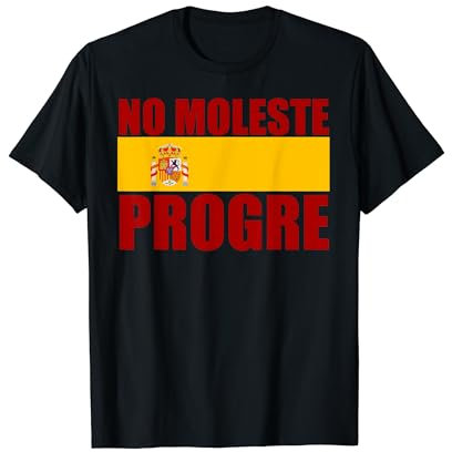 Orgulloso de Ser Español Camiseta Vox No Moleste Progre Bandera de España - Hombre, Manga Corta, Negro, Talla S