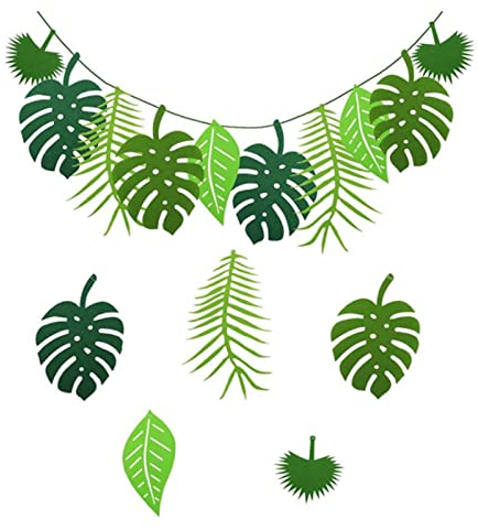 tooloflife Tropische Blätter-Banner Girlande, Hawaiianische Party-Dekoration, Tropische Girlande, Tropische Palmengirlande, Party-Dekoration für Hawaii-Party, Dschungel-Strand-Mottoparty, 3 Stück