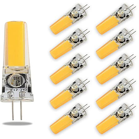 G4 LED Bombilla, 5W Lámparas LED G4 450LM Blanco natural 4000K, Equivalente a lámpara halógena de 40W, AC/DC 12-24V, Regulable, Sin parpadeo, Paquete de 10