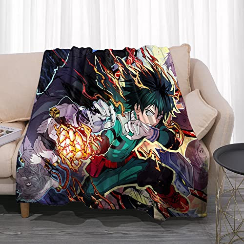 My Hero Academia Flanelldecke, Anime, ultraweiches Fleece, Überwurf, Mikrofaser, gemütlich, warm, für Winterbettwäsche, Sofa, Bett, Couch, Heimdekoration