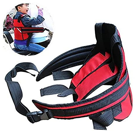 PeiBan Kinder Motorrad sicherheitsgurt, Motorrad kindergurt Baby Fallschutz, mit Reflektierendes Material, Einstellbare Länge, Geeignet für Kinder zwischen 2 und 12 Jahren (Red)
