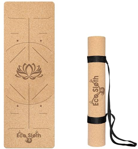 ECO SLOTH Yoga Mat: Premium Eco-Friendly Rubber & Cork Construction | Non-Slip Exercise & Gym Mat for Home Workouts Yoga & Pilates Fitness with Carrying Strap
