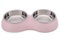 CABLEPELADO Comedero plástico Doble para Mascotas, Cuenco Acero y Goma para Mascotas, Cuenco Agua Animales, Bebedero Perro, Plato Comida Mascotas, 14 cm diámetro de Cada comedero, Rosa Claro