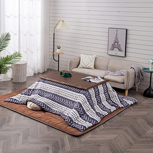 Kotatsu 5-teiliges Set Multifunktionaler Niedriger Tisch Aus Massivholz Heiz-Kotatsu Im Wohnzimmer Warmes Geschenk Für Die Familie (Farbe: Walnuss, Größe: 80 * 120 * 45cm)