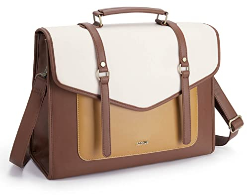 ECOSUSI Sacoche Ordinateur Portable 15.6'' Femmes Sac à Main en PU Cuir Grand Capacité Porte Document Femmes pour Travail Cuir Sac à Bandoulière