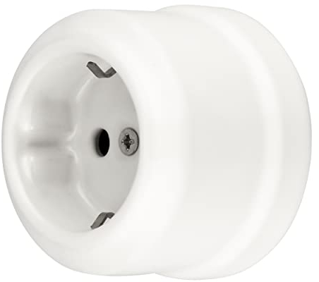 Aufputz Porzellan Retro Steckdose, All-in-One, Serie QR1 weiß