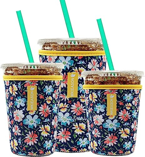 WK IEASON Wiederverwendbare Eiskaffee-Isolierhülle für kalte Getränke und Neopren-Kaffeebecherhüllen Kühlerabdeckung 16-32OZ für Kaffeebecher, McDonalds, Dunkin Donuts, More
