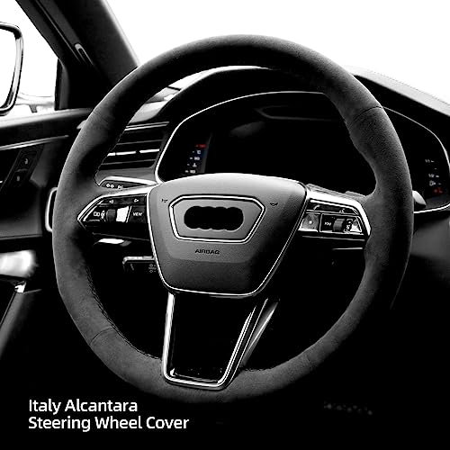 Gestrickte Lenkrad Handstich Alcantara Lenkradhülle Kompatibel mit Audi A6 A7 E-tron S6 S7 S8