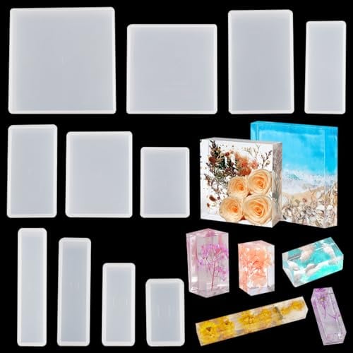 DIYBravo 11 Stücke Würfel Silikonformen Epoxidharz Gießform Rechteckige Resin Würfel Silikonformen Cube Quadrat Epoxy Formen Würfeln Ornamente Harz Resin Moulds für Handwerk, Geschenk