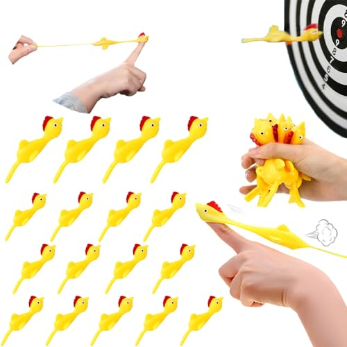 kuyi 30 Pièces Poulet Catapulte Poulet Volant Extensible Étirer Le Poulet Volant Poulet Catapulte Flick Jouet de Poulet nouveautés catapulte Poulet Kids Party Flying Chicken Poulet à la Fronde Jouet