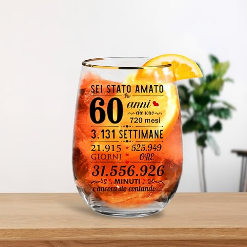 CROWNLY CRYSTAL® Regalo Uomo 60 Anni Regali Personalizzati Regalo Compleanno Uomo Calice Spritz Personalizzato Idee Regalo Uomo Di 60 Anni Matrimonio Bicchieri Cocktail Idee Regalo Originali