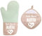 Personalisiertes Ofenhandschuhe-Set, Individuelle Ofenhandschuhe mit Ihrem Text, Geschenk zum Geburtstag, Mutter- und Großmuttertag, Küchenofenhandschuhe, Silikonhandschuh, Hitzebeständig (Minze)