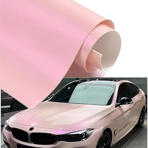 JSCARLIFE Autofolie Rosa, Wrapping Folie Hellrosa, Wasserfest Selbstklebende Lackschutzfolie Car Vinyl Film Wrap Light Pink, Tuning Folierung Rosa Glitzer (30 * 152 cm) (Pink)