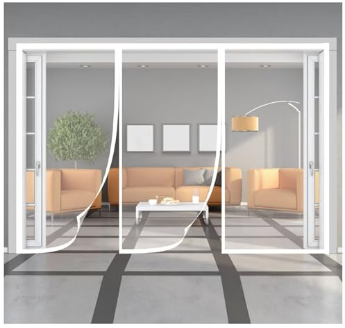 Moustiquaire AimantéE Porte 180x220cm Fenetre Facile à Installer Fermeture Automatique Moustiquaire Porte Fenetre Anti Insecte Mouche Moustique,Blanc