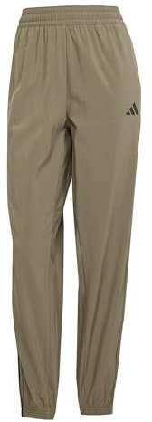 adidas Damen Train Essentials 3-Stripes Woven Pants, Olive strata/Black, M