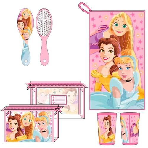 Trousse de Toilette de Voyage Disney Princesse - Rose - 23 x 15 x 8 cm - Grande capacité de Stockage - Fermeture à glissière - Produit Original conçu en Espagne