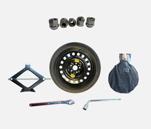 Kit rueda de repuesto 17 compatible con Toyota C-HR con gata, llave, tornillo, guantes y funda 125/70R17