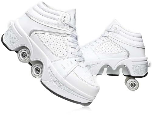 Schuhe mit Rollen, LED Leuchtend Roller Skates, Verstecktes Rollen, Verstellbare Rollschuhe für Laufsportschuhe Zum Spielen für Männer Frauen