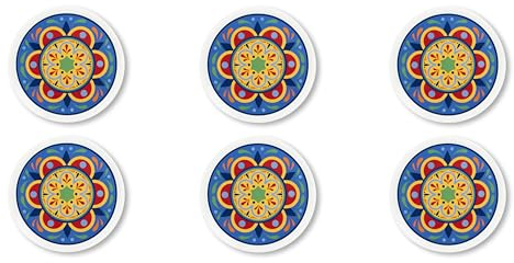 Excelsa Puebla Set 6 Piatti Pizza, Diametro 31 Cm., Porcellana, Multicolore
