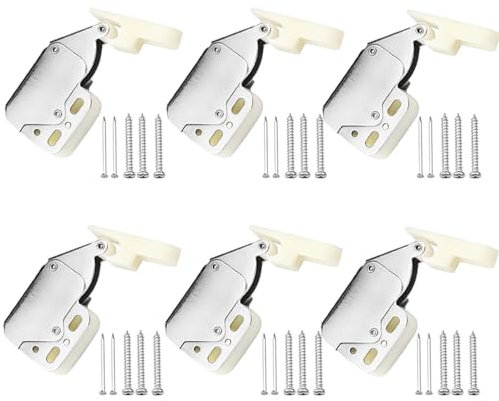 6PCS Mini Latch Metal Automatic Spring Catch Push to Open Mini Push Lock Touch Release Catch for Windows Shed Doors Cabinet Cupboard Doors Closets