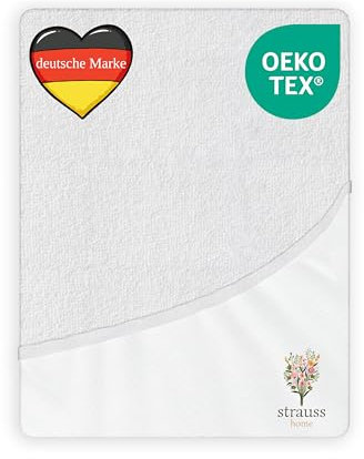 Strauss Home® Wasserdichtes Spannbettlaken 200x200cm – Geräuscharmer Matratzenschoner, Atmungsaktive Inkontinenzauflage mit Rundumgummi, Waschbar und Anti-Milben, Oeko TEX Zertifiziert, Weiß