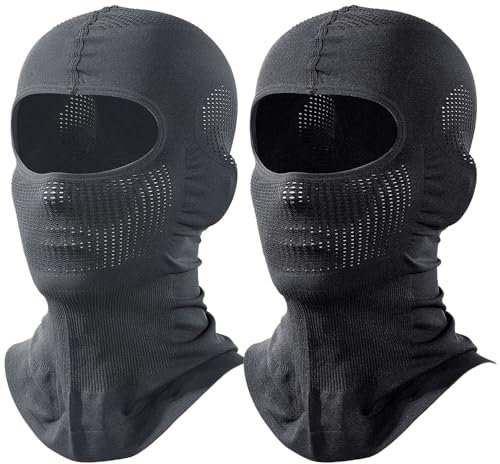 WTACTFUL 2pcs Sturmhaube Motorrad Sommer Atmungsaktiv Sturmmaske Schwarz Grau Balaclava Ski Maske für Motorrad Fahren Snowboarden Herren/Damen