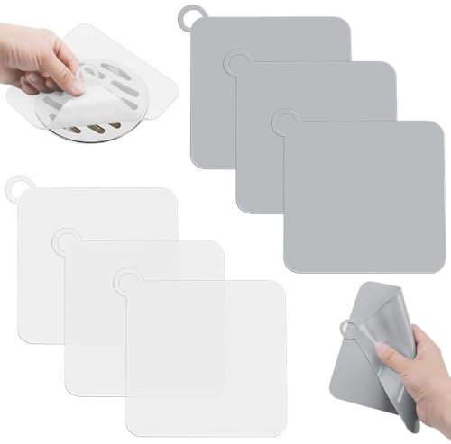 SLTAXAR 6 Stück Bodenablauf Abdeckung Quadrat Bodenablauf Matte 15cm Wannenstopper Silikon Bodenablaufmatte Anti-geruchs-Abflussstopfen Universal Geruchswaschbecken Abdeckung für Küche Bad und Wäsche