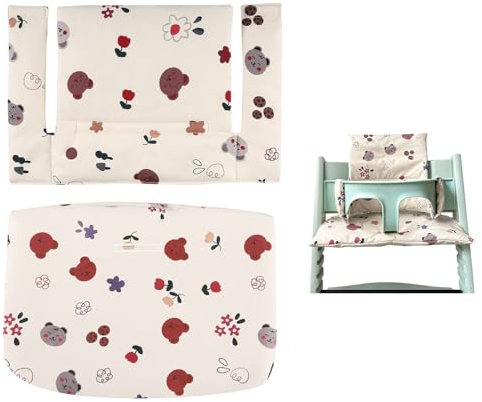 QCXWCJWD Tripp Trapp Cushion, Stokke High Chair Cushion, Soft And Comfortable Highchair Covers & Cushions, Children's Dining Chair Cushions for Baby Eating and Anti-dirty (Bears)