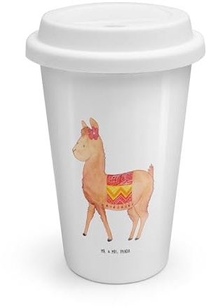 Mr. & Mrs. Panda To Go Becher Alpaka Stolz - Geschenk, To go Becher Kaffee, Kaffeebecher to go Thermo, Coffee to go Becher Thermo, Thermobecher,