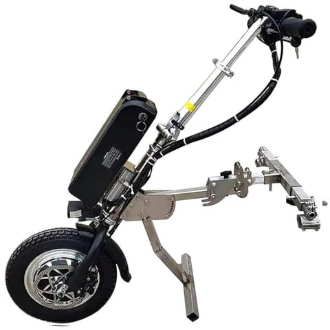 AUTUMFLATGAO Dispositif De Traction pour Fauteuil Roulant 500W, 3 Vitesses, avec éclairage Avant / 12 Roues/Batterie 48V 17Ah, Roue Électrique pour Fauteuil Roulant Manuel, Autonomie 65km,B