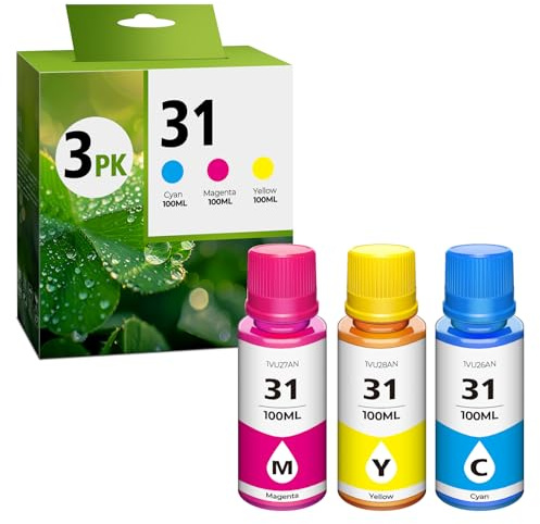 DEEIYUER 31 Ink Bottle Set Replacement for 31 Ink Refill Bottles for Smart Tank 5101 7301 7602 7001 6001 5103 5000 5102 Printers, 3 Pack