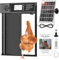MASTERFUN Große Größe Automatische Hühnerklappe Solar, Aluminum Hühnerklappe Automatisch Seitliche Öffnung, Elektrische Hühnerklappe mit 7W Solarpanel, LED Display, Lichtsensor, Timer, Fernbedienung