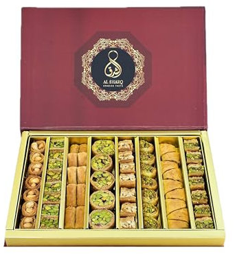 Baklava 900 g, 60 pezzi, baklava di prima classe mediterranea, baklava con noci, pistacchi e anacardi, elegante confezione regalo, senza conservanti, senza (Larg)