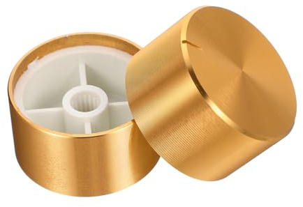 Kisangel 2 Stück Lautstärkeregler für E-gitarre und Bass aus Aluminium Goldfarbene Potentiometer Knöpfe mit Anti Korrosiver Funktion Gitarren Zubehör