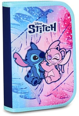 Seven Astuccio Lilo & Stitch Asilo 1 Zip, Celeste e Rosa, Astuccio Scuola Elementare Mono Scomparto Completo Di Pastelli, Pennarelli, Accessori Zaino, Bambina