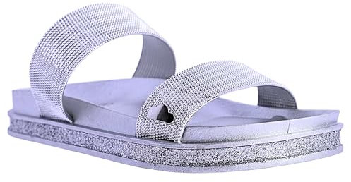 DON ALGODON Chanclas Mujer – Chanclas para Playa y Piscina - Sandalias Flip Flop de Goma con Suela Antideslizante y ligera (Plata, Sistema tallas calzado EU, Adulto, Mujer, Números, mediano, 37)