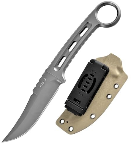 Festes Gegen Full Tang messer Edc Outdoor Jagdmesser Feststehende klinge tanto, gegen Einhandmesser, gerade scharfe stahl messer AUS10 griff, survival fixed neck knife, Gürtelmesser mit Kydex scheide