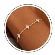 ZHESHY Bracelet Femme Argent 925 Or Réglable Trefle à 4 Feuilles Bracelets