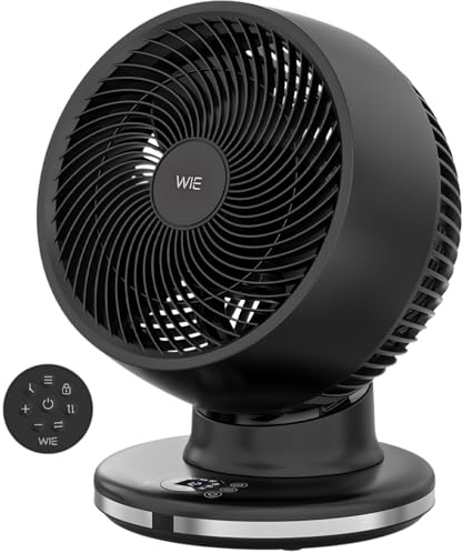 WIE Air Circulator Desk Fan, Smart Tablet Fan, Powerful Cooling Fan Oscillating Fan with Remote, 28dB Silent Fan for Bedroom Home Office, 4 Modes, 12H Timer