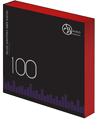 AA Audio Anatomy 100x12 Vinyl Record Inner Sleeves - Red, Classic, Antistatic, Tuck Flap Closure, 100 Count Pack of 25