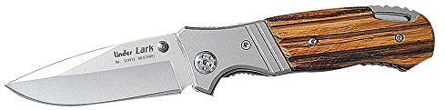Linder Lark, 420 rostfrei Einhandmesser 12 cm, Zebraholz Klappmesser, Mehrfarbig