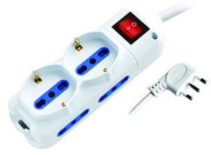 GBC Multipresa compatta 6 posti, con presa 10/16A - Schucko, interruttore On/Off e lunghezza cavo 1.5 m 22.0556.85