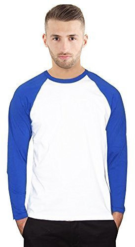 Star and Stripes Long Sleeve White/Royal Baseball Raglan Sleeve T Shirt in Adult Size M