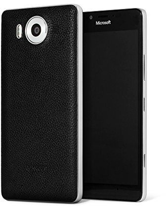 mozo 950BBSWN Qi drahtlos Charging Back Schutzhülle für Microsoft Lumia 950 mit NFC schwarz/Silber